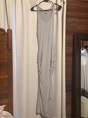 VENUS Gray Sleeveless Ruched-Side Maxi Dress
